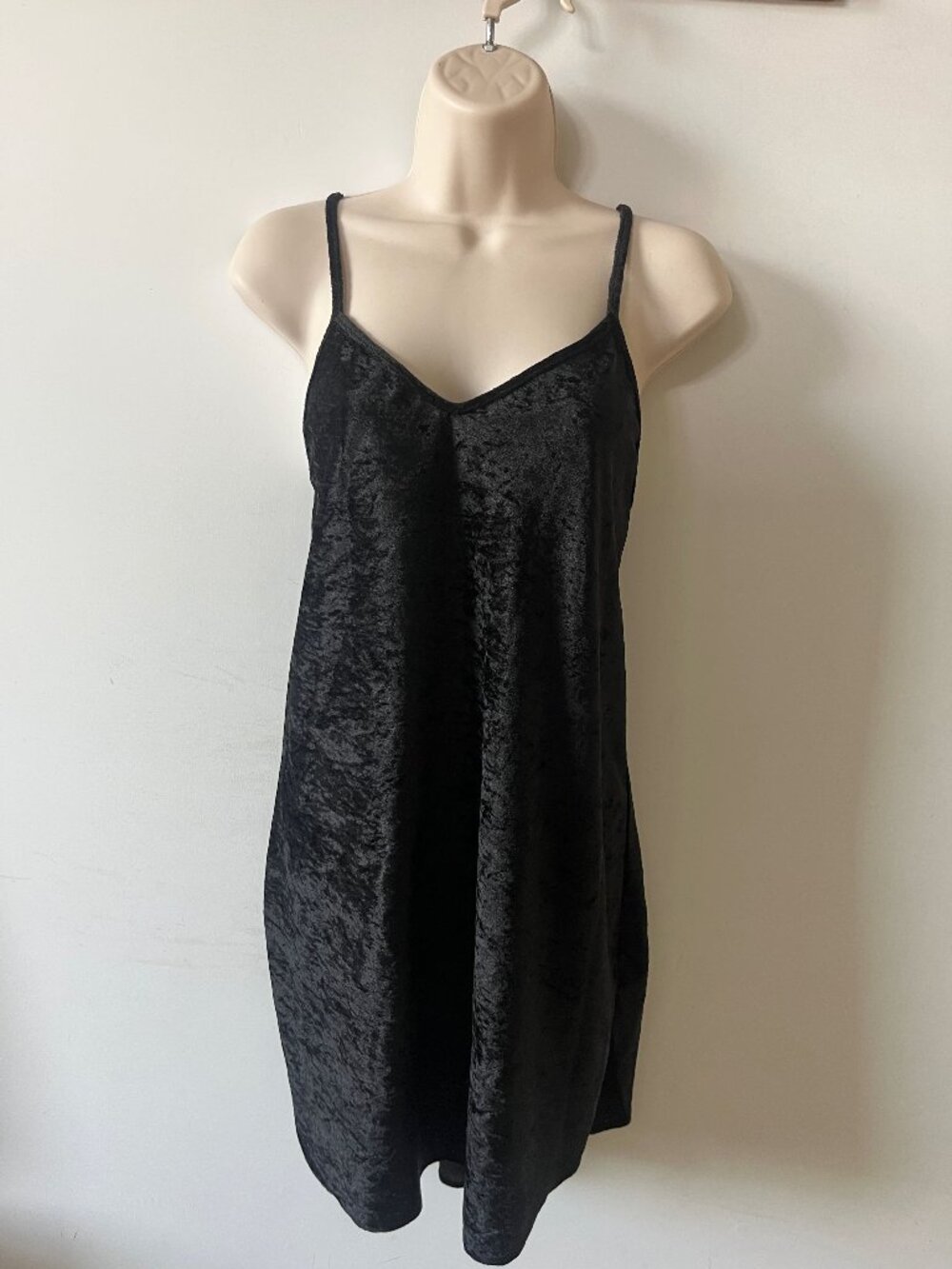 Vintage 90s Romance Du Jour Velvet Slip Dress Black Mini Whimsigoth Small